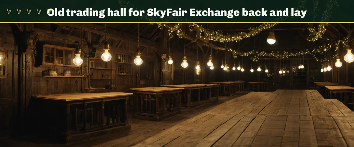 Old trading hall for SkyFair Exchange back and lay — a trading hall with brass lamps and garlands