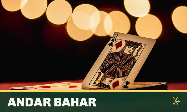 Andar Bahar tile in the SkyFair lobby — two rows of cards on maroon felt